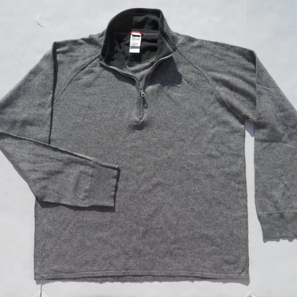 The North Face Men's Sweater XLarge XL Gray Wool Cotton Long Sleeve zip Knit - Picture 2 of 12